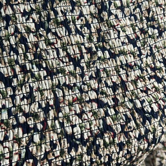 NWOT LuLu’s  Navy Blue Floral Print Smocked Skater Dress (size small) - Picture 6 of 9